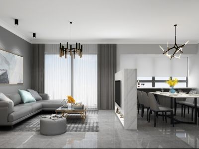 绿地海德公馆115平米现代简约风格三居室装修案例