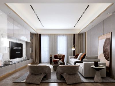 龙湖春江郦城现代风格136平米三居室装修案例