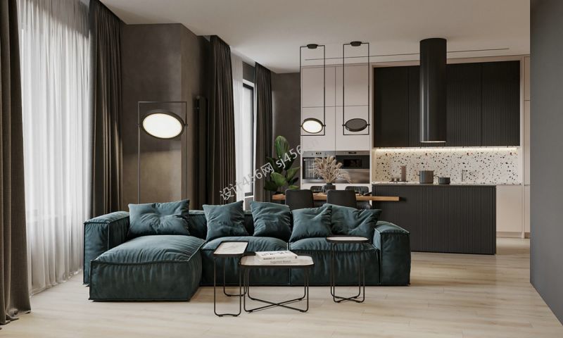 108㎡现代北欧风三居室客厅沙发装修效果图