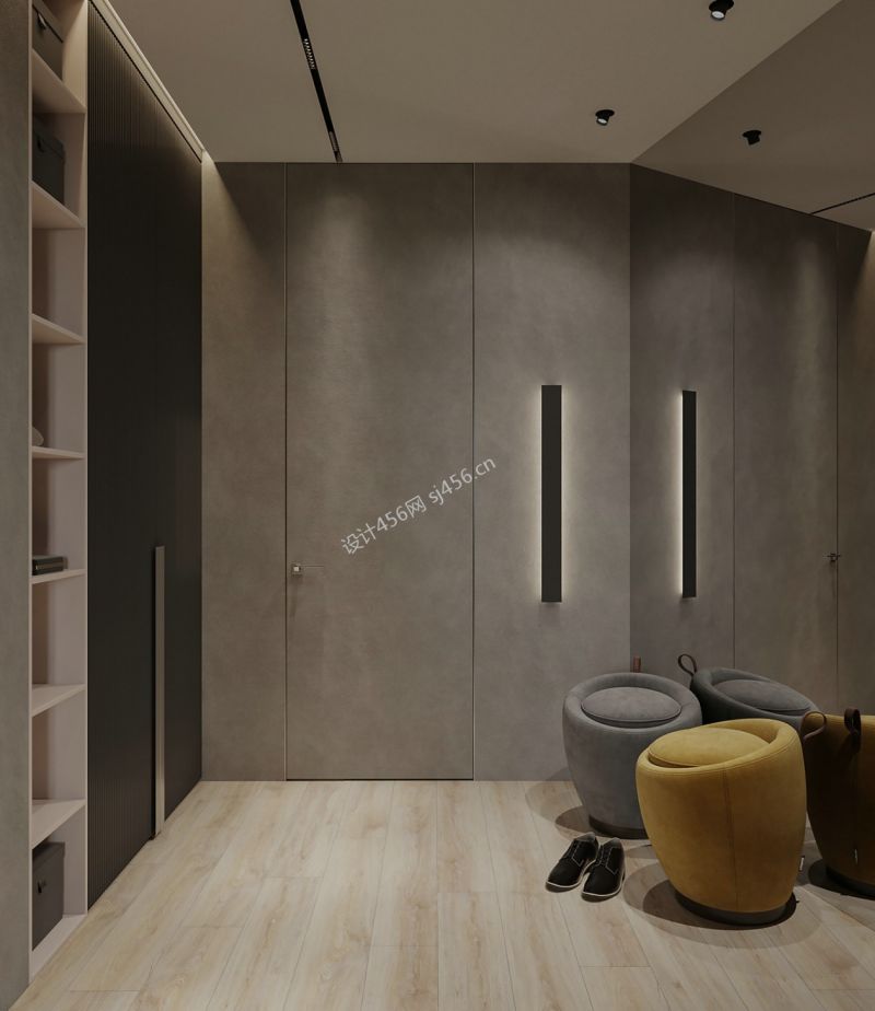 108㎡现代北欧风三居室玄关过道装修效果图