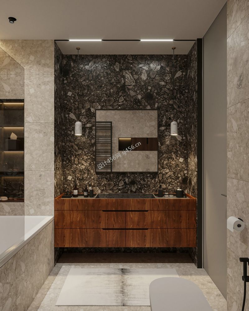 108㎡现代北欧风三居室卫生间洗漱台装修效果图