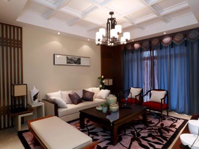 泰海花园三居127平中式风格装修案例