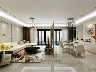 保利中央海岸110平米现代简约风格三居室装修案例