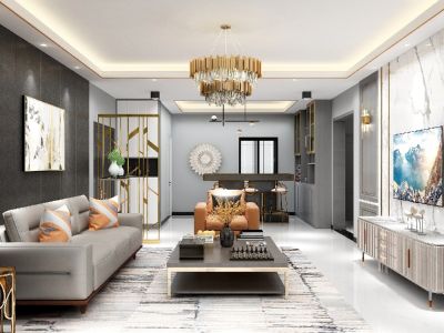 东湖雅韵105㎡三居室现代轻奢装修案例