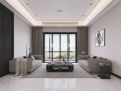 万宝国际黑白灰-现代中式140平米装修案例