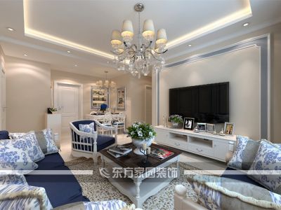 龙湖锦璘原著欧式风格96平米三居室装修案例