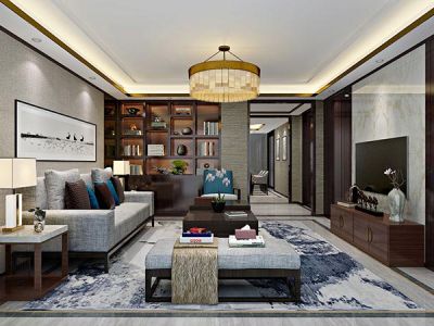 保利海上罗兰新中式风格420平米别墅装修案例