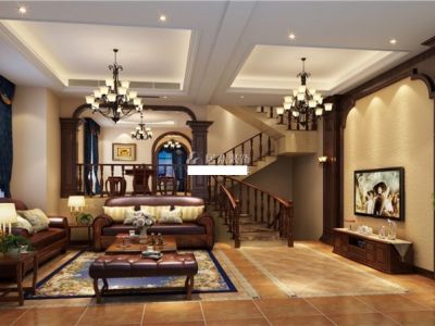 国际花园240平米复式楼美式风格装修案例