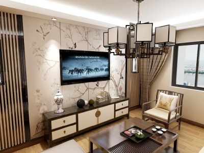 三奕润城80平米中式二居装修案例