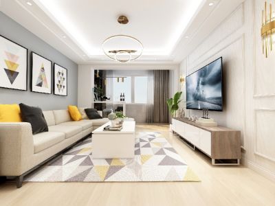 富力城120平米现代简约三居装修案例