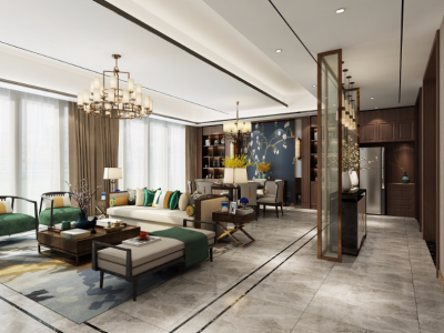 清华园180平米中式别墅装修案例