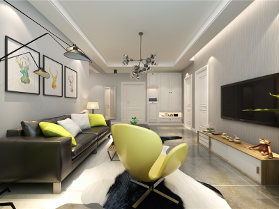 瑞昌馨苑现代风格120平米三居室装修案例