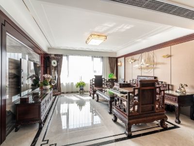 高铁时代广场180平米中式四居装修案例