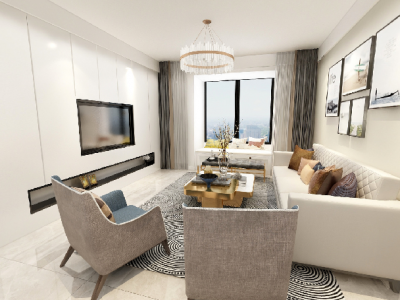 宝信润山100平米轻奢三居装修案例