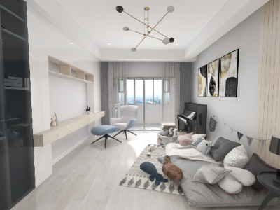 绿地世纪城130平米现代简约三居室装修案例