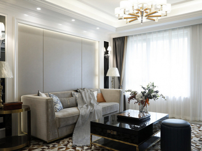 西竹源现代风格98平米三居室装修效果图案例