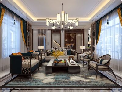 古城新中式风格375平米别墅装修案例