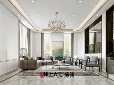 金石滩红堡460㎡别墅轻奢风格装修案例