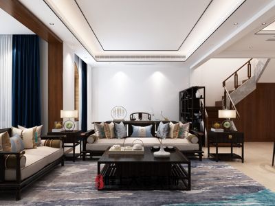 亿达十五墅180㎡新中式风格别墅装修案例