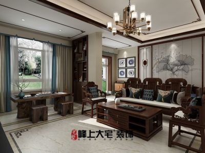 亿达十五墅300㎡中式风格别墅装修案例