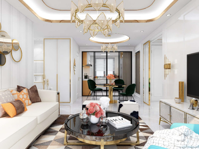 伊山云水105㎡三居室轻奢风格装修案例