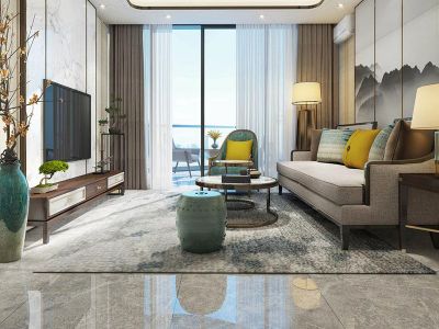 和达紫御新中式风格136平米三居室装修案例