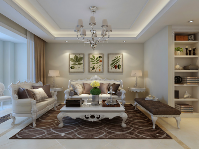 青特花溪地美式风格136平米三居室装修案例