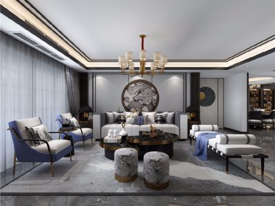 怡佳天一城190㎡四居室新中式风格装修案例