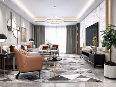 中长街小区131㎡三居室轻奢风格装修案例