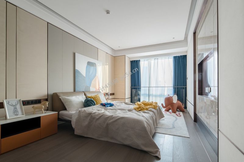 109㎡现代简约风三居室儿童房背景墙装修效果图