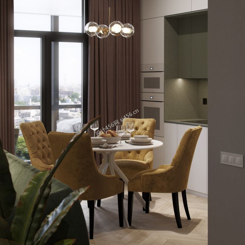 100平米三居室现代清新三居室餐厅吊顶装修图片