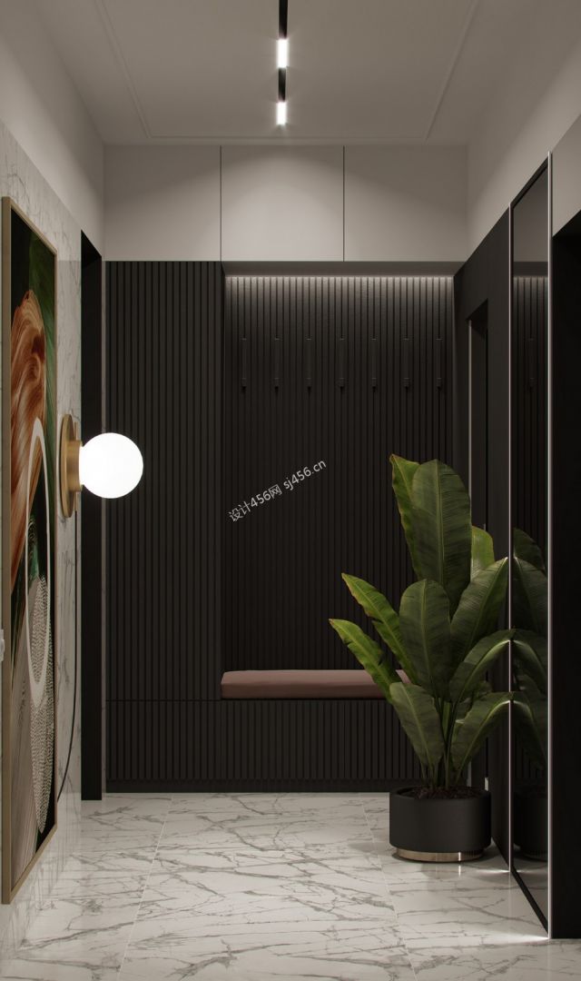 100平米三居室现代清新三居室玄关鞋柜装修图片