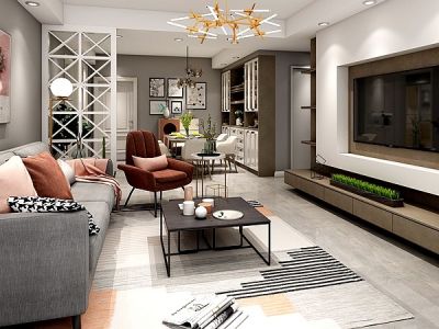 岳麓欧城110平米北欧风格三居室装修案例