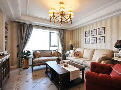 世家星城三居102平美式风格装修案例