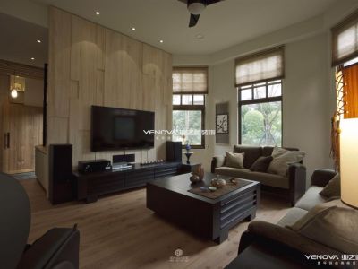 自建房屋330㎡新日式风格别墅装修案例