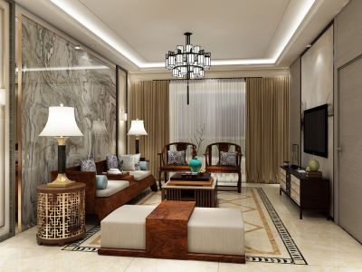 中信红树湾中式风格146平米四室两厅装修案例