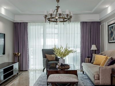 新力鼎新金海湾美式风格91平米二居室设计效果图案例