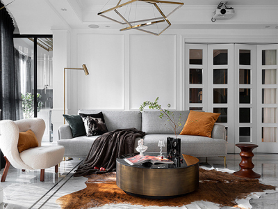 世茂福晟·钱隆御品法式风格138平米三居室设计效果图案例