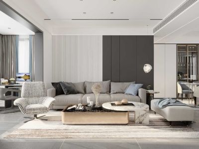 东欣彩虹城124平米三居室现代简约风装修案例