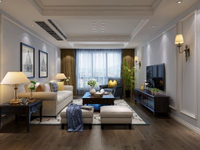 海德奕诚悦湖公馆120平简美风格二居装修案例