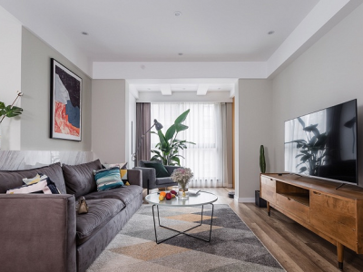 浪琴湾北欧风格93平米二居室设计效果图案例