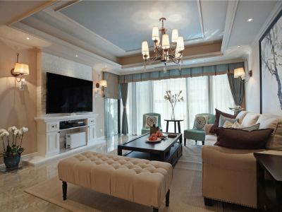 时代年华三居128平美式风格装修案例