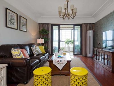 米地亚家园三居127平美式风格装修案例