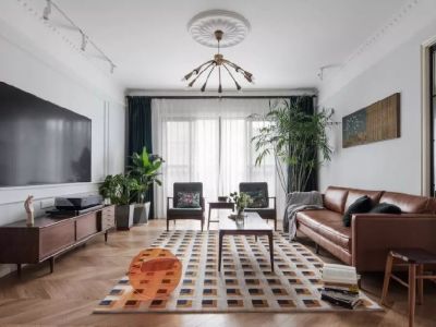 瀚林雅筑120㎡三居室现代简约客厅装修效果图