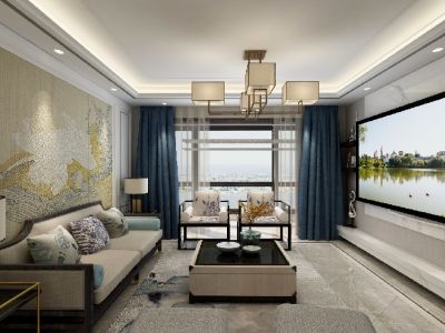 海亮大都汇129平米三居室简约风格装修案例