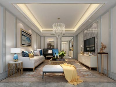 星海湾120㎡三居室现代风格装修案例