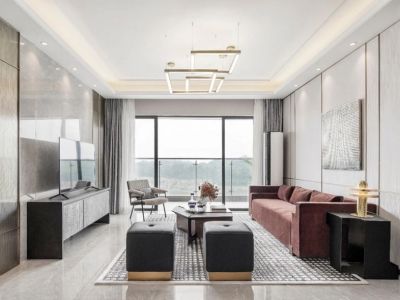 世茂拾贰府轻奢风格118平米三居室装修案例