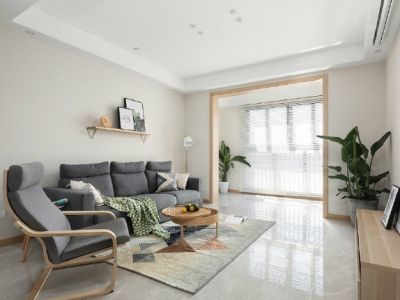 深蓝公寓简约风格85平米三居室装修案例