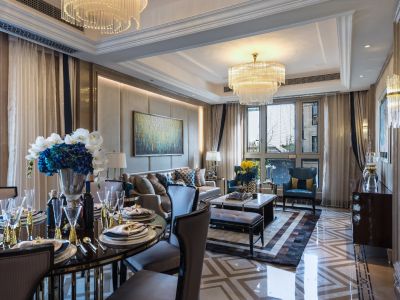 恒旭江悦台欧式风格136平米装修案例