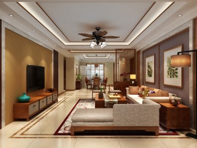 安州长虹世纪城珺临府新中式风格四居装修案例